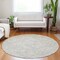 Homeroots 8' Beige And Gray Round Abstract Washable Indoor Outdoor Area Rug 602541 - alternate 2