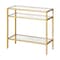 Homeroots 24" Brass And Clear Glass And Steel End Table With Two Shelves 544213 - alternate 3