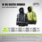 Pioneer High Visibility Waterproof Heated Bomber Jacket, Polyester, Black, L V1210170U-L - alternate 3