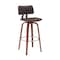 Armen Living Pico 30in Swivel Walnut Wood Bar Stool in Brown Faux Leather with Chrome LCPIBAWABR30 - alternate 1