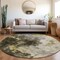 Homeroots 8' Brown Light Gray And Black Round Abstract Washable Indoor Outdoor Area Rug 603043 - alternate 2