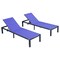Leisuremod Marlin Patio Chaise Lounge Chair with Black Aluminum Frame, Navy Blue, 2PK MLBL-77NBU2 - alternate 1