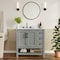 Flash Furniture Vega 36in. Vanity w/Sink, Cabinet w/Blk Hardware, Open Shelf & 3 Drawers, Marble Counter, Gry/Wht FS-VEGA36-KD-GY-HDBLK-GG - alternate 1