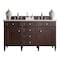 James Martin Vanities Brittany 60'' D Vanity, Burnished Mahogany w/ Jasmine Pearl Silestone Top w/ Wireless Charger 650-V60D-BNM-FEJP - alternate 1