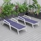 Leisuremod Marlin Patio Chaise Lounge Chair with Armrests in White Aluminum Frame, Navy Blue, 2PK MLAW-77NBU2 - alternate 2