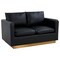 Leisuremod Nervo Upholstered Leather Loveseat with Gold Frame, Black NS55BL-L - alternate 1