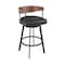 Armen Living Lacey 26in Swivel Counter Stool in Black Iron with Walnut Finish and Vintage Black Faux Leather LCLABABLKWA26 - alternate 1