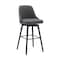 Armen Living Sicily 30in Swivel Black Wood Bar Stool in Gray Faux Leather LCSIBABLKGRY30 - alternate 1
