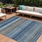 Homeroots 8' X 10' Navy Blue Sky Blue And Taupe Striped Washable Indoor Outdoor Area Rug 614818 - alternate 1