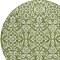Homeroots 8' Olive Green And Ivory Round Damask Washable Indoor Outdoor Area Rug 595177 - alternate 3