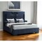 Homeroots Navy Blue And Upholstered Lighted Queen Bed Frame with USB 564741 - alternate 1