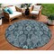 Homeroots 8' Teal Blue And Sky Blue Round Damask Washable Indoor Outdoor Area Rug 588198 - alternate 1