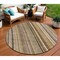 Homeroots 8' Taupe Beige And Brown Round Striped Washable Indoor Outdoor Area Rug 615021 - alternate 1