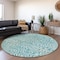Homeroots 8' Teal Blue And Ivory Round Abstract Washable Indoor Outdoor Area Rug 599018 - alternate 3