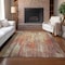 Homeroots 8' X 10' Orange Beige And Taupe Striped Washable Indoor Outdoor Area Rug 577262 - alternate 2