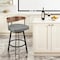 Homeroots 30" Gray Brown and Black Faux Leather and Iron Low Back Bar Height Swivel Bar Chair 569159 - alternate 1