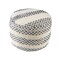 Homeroots 18" Ivory And Blue Cotton Blend Round Striped Pouf Ottoman 551565 - alternate 3
