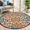 Homeroots 4' Ivory Blue Orange And Green Round Trellis Indoor Outdoor Area Rug 546797 - alternate 2