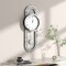 Homeroots 15" Silver Faux Crystal And Mirrored Glass Silent Analog Oval Wall Clock 635636 - alternate 2