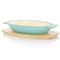 Martha Stewart 2 Piece Enameled Cast Iron Oval Casserole Birch Wood Trivet Set in Aqua 129057.02 - alternate 2
