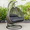 Leisuremod Charcoal Wicker Hanging 2 person Egg Swing Chair, Black ESCCH-57BL - alternate 2