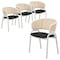 Leisuremod Ervilla Dining Chair with White Powder Coated Steel Legs and Wicker Back, Black, 4PK ECW-20BL4 - alternate 1