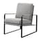 Homeroots 35" Light Gray and Black Velvet And Metal Lounge Chair 554180 - alternate 1