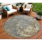 Homeroots 8' Taupe Gray And Beige Round Abstract Washable Indoor Outdoor Area Rug 618246 - alternate 1