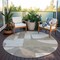 Homeroots 8' Khaki And Silver Round Geometric Washable Indoor Outdoor Area Rug 617922 - alternate 2