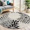 Homeroots 4' Black And White Round Floral Indoor Outdoor Area Rug 546636 - alternate 2