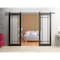 Sartodoors Sturdy Double Barn Door with Clear Glass, Lucia 2266 Matte Black and Aluminum Strips, 13FT Rail Ha LUCIA2266DB-BLK-84 x 84 (2* 42x84) - alternate 2