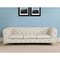 Homeroots 93" Beige Italian Leather Chesterfield Sofa With Silver Legs 476528 - alternate 2