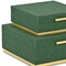 Homeroots Set of Two Green And Gold Striped Square Nesting Storage Boxes With Lids, 2PK 712927 - alternate 2