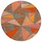 Homeroots 8' Rust Gray And Pink Round Geometric Washable Indoor Outdoor Area Rug 600392 - alternate 3
