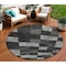 Homeroots 8' Black And Gray Round Geometric Washable Indoor Outdoor Area Rug 604853 - alternate 1