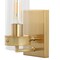 Jonathan Y Harper 4.5 in. 1-Light Coastal Minimalist Iron/Glass LED Sconce, Brass Gold/Clear, 2PK JYL9909A-SET2 - alternate 2