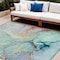 Homeroots 8' X 10' Teal Abstract Washable Non Skid Indoor Outdoor Area Rug 559718 - alternate 1