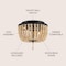 Jonathan Y Allison 10" 2-Light Shabby Chic Farmhouse Wood Beaded/Metal LED Flush Mount, Black/Cream JYL9074B - alternate 2