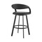 Homeroots 30" Black Faux Leather and Iron Low Back Bar Height Swivel Bar Chair 569183 - alternate 2