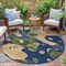 Homeroots 8' Navy Blue Gold And Olive Green Round Abstract Washable Indoor Outdoor Area Rug 630605 - alternate 2