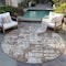 Homeroots 8' Brown And Beige Round Abstract Washable Indoor Outdoor Area Rug 597940 - alternate 3