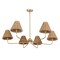 Jonathan Y Pauline 38" 6-Light Coastal Contemporary Adjustable Swooping Arm Candle-Style Metal w/Rattan Shades JYL9557B - alternate 2
