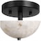 Jonathan Y Celine 11.88" 2-Light Modern Contemporary Alabaster/Iron Inverted Dome LED Semi Flush Mount, White Ma JYL1205B - alternate 2