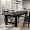 Flash Furniture HERCULES 9' x 40 in. Black Wash Commercial Farmhouse Folding Table, Antique Rustic Solid Pine XA-F-108X40-BW-GG - alternate 2