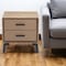 Homeroots 20" Brown and Black Velvet Wood and Steel End Table With Two Drawers 556556 - alternate 2
