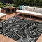 Homeroots 10' X 14' Black And Ivory Geometric Washable Indoor Outdoor Area Rug 631376 - alternate 1