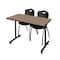 Regency Kobe T-Base Training Seminar Table W/ 2 M Stack Chairs, 48 in W, 30 in L, Noble Oak MKTRCT4830NO47BK - alternate 1
