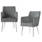 Homeroots Set of Two Light Gray And Silver Upholstered Velvet Dining Arm Chairs 535391 - alternate 2