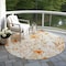 Homeroots 8' Ivory And Beige Round Floral Washable Indoor Outdoor Area Rug 611146 - alternate 3