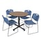 Regency Round Kobe Breakroom Table W/ 4 Zeng Stack Chairs, 36 in W, 36 in L, Noble Oak TKB36RNDNO44BE - alternate 1